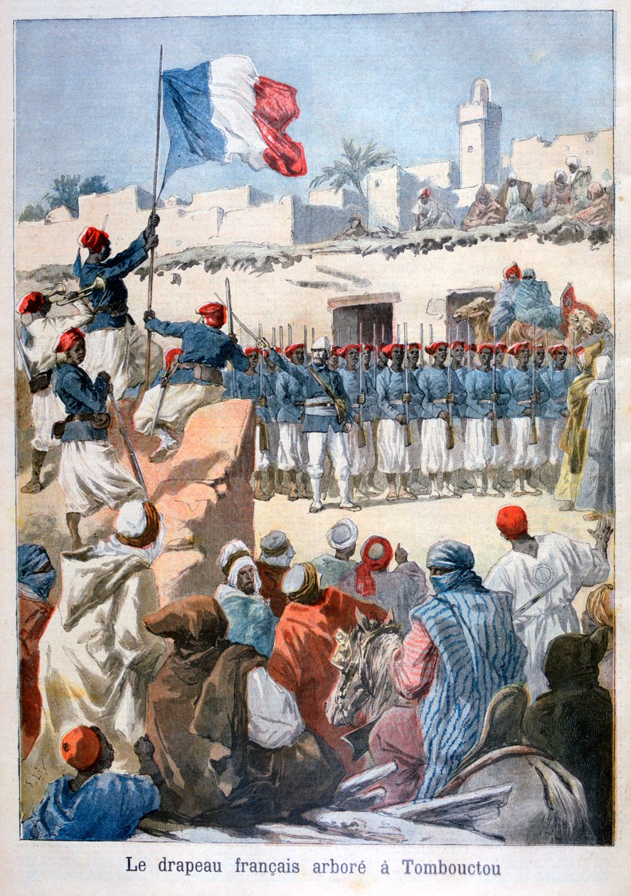 Podniesienie francuskiej flagi w Timbuktu, 1894 autorstwa Frederic Lix