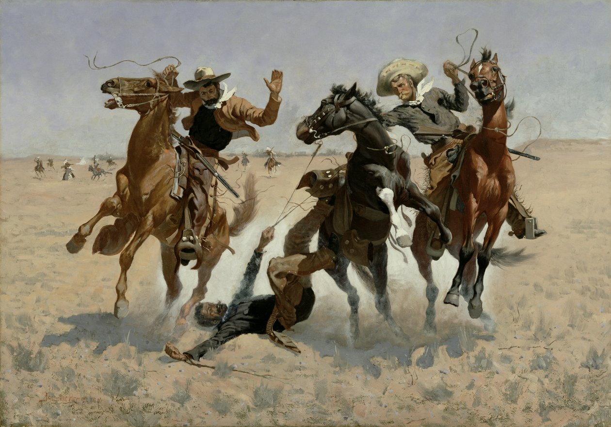 Pomaganie towarzyszowi (po operacji) 1889-90 (olej na płótnie) autorstwa Frederic Remington
