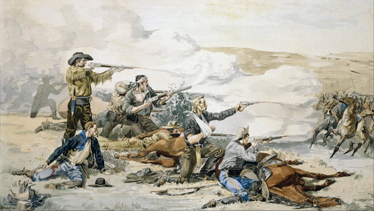 Bitwa o wyspę Beechera autorstwa Frederic Remington