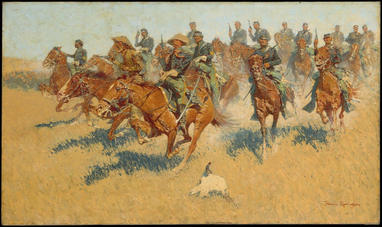 Szarża kawalerii na południowych równinach autorstwa Frederic Remington