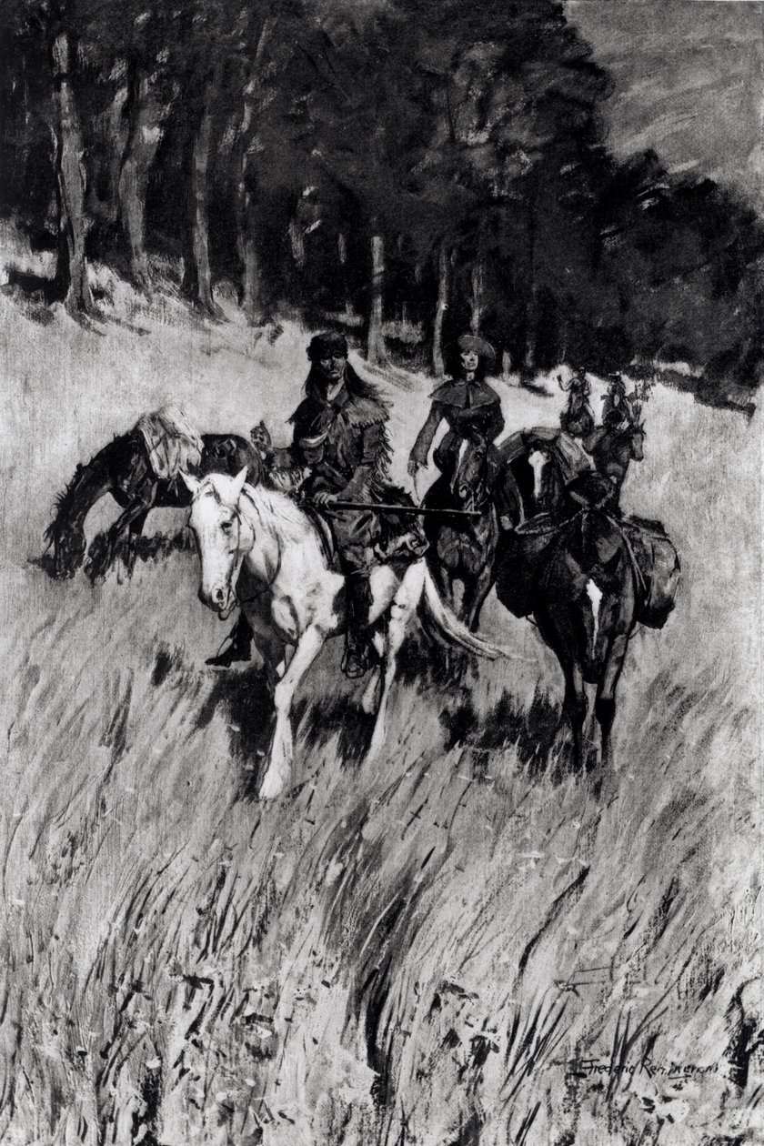 Wczesne Pionierzy na Blue Ridge, grawerowane przez F. H. Wellingtona, z „Century Magazine”, listopad 1901 autorstwa Frederic Remington