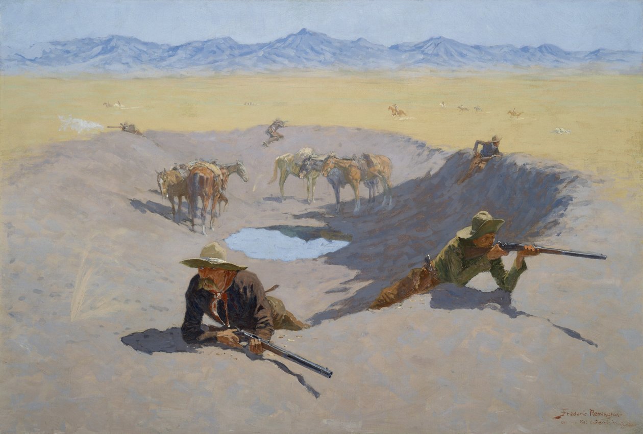 Walka o wodopój autorstwa Frederic Remington