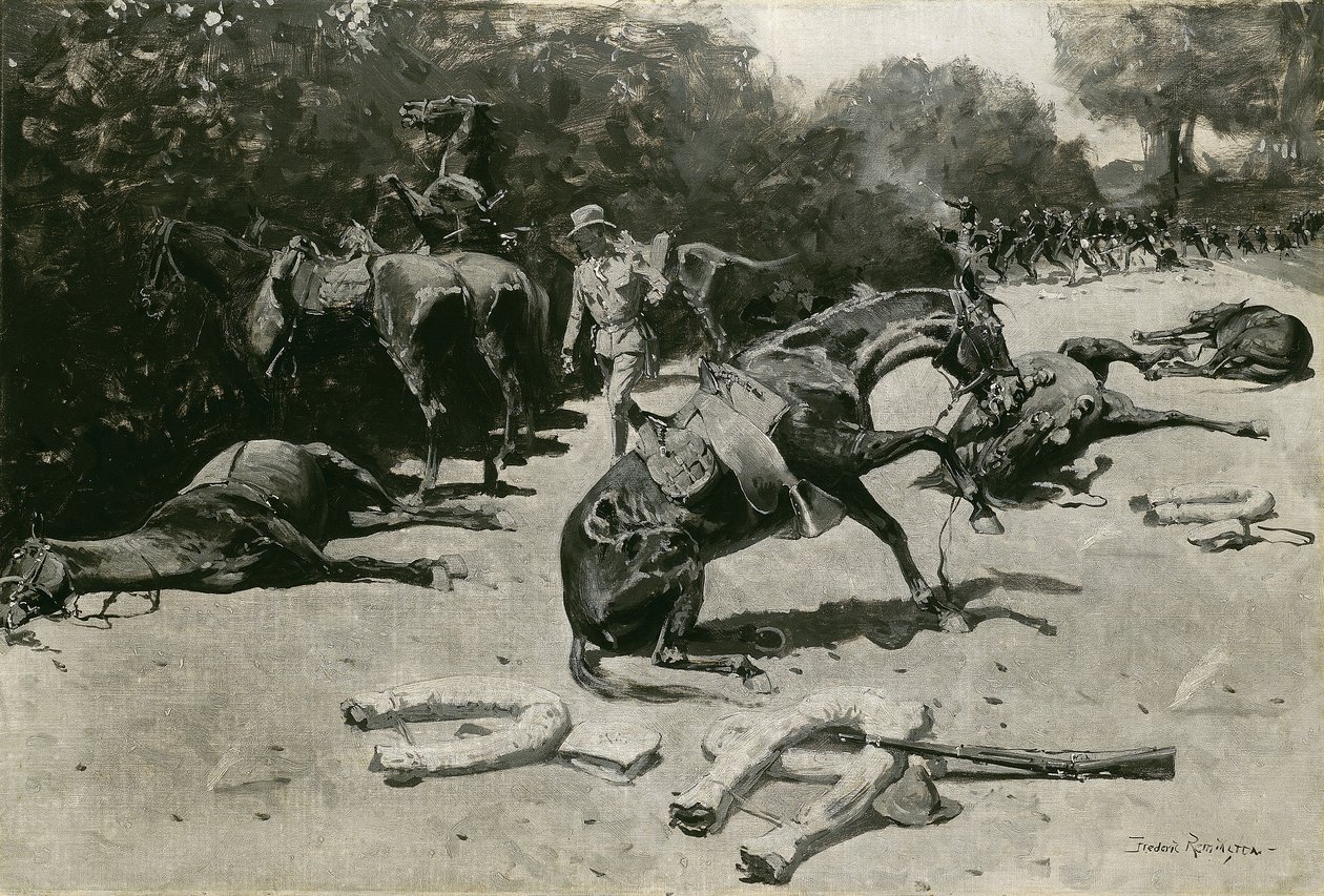 Jak konie zginęły za swój kraj w Santiago, 1899 r. autorstwa Frederic Remington