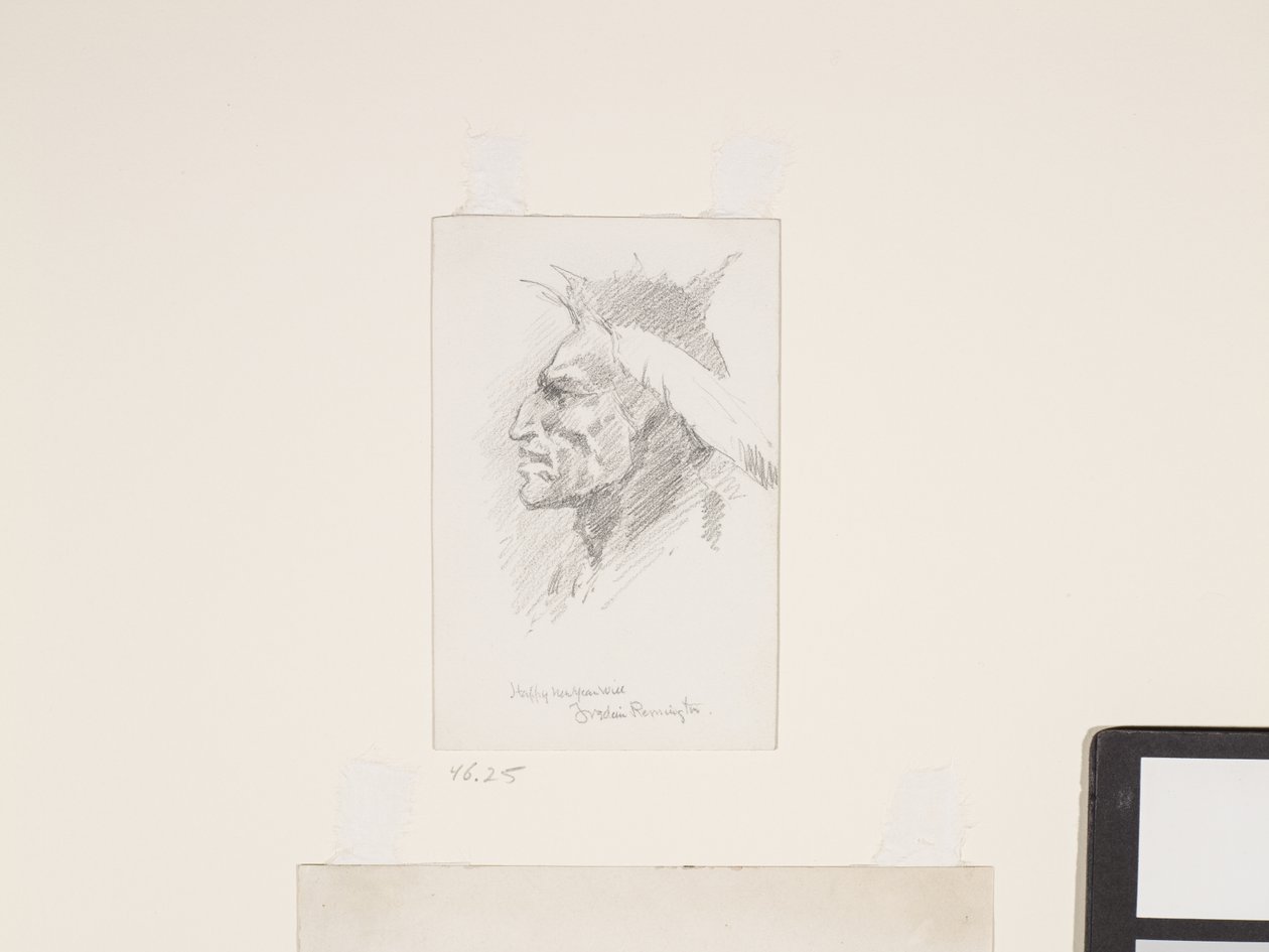 Głowa Indianina, data nieznana (ołówek na białym papierze) autorstwa Frederic Remington