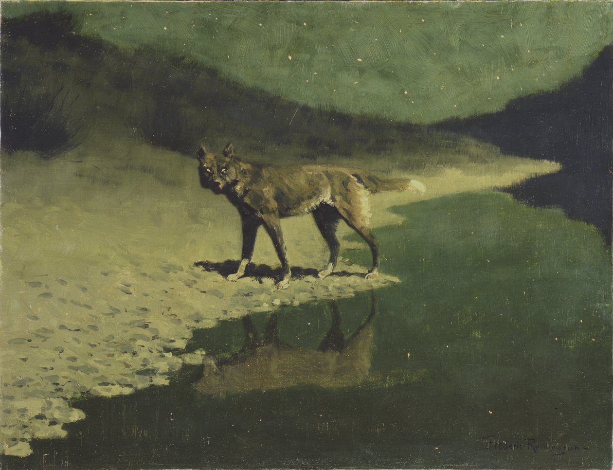 Światło księżyca, Wilk, ok. 1904 r. autorstwa Frederic Remington