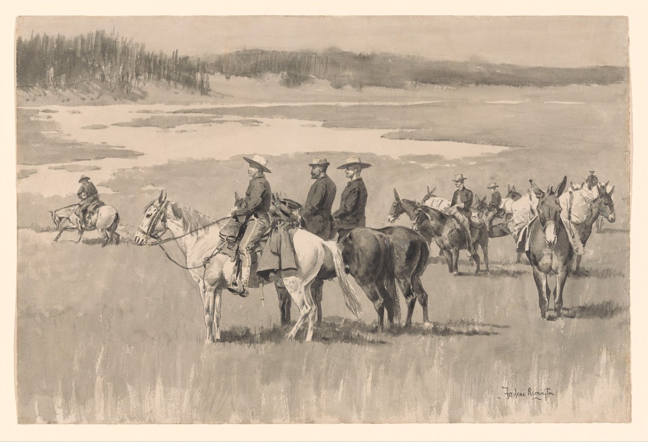 U źródeł rzeki - Burgess znajduje bród autorstwa Frederic Remington