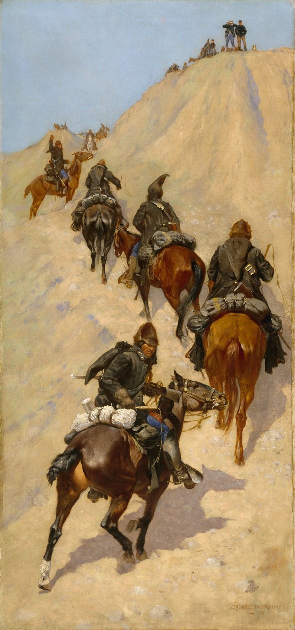 Harcerze wspinający się na górę, 1891 autorstwa Frederic Remington