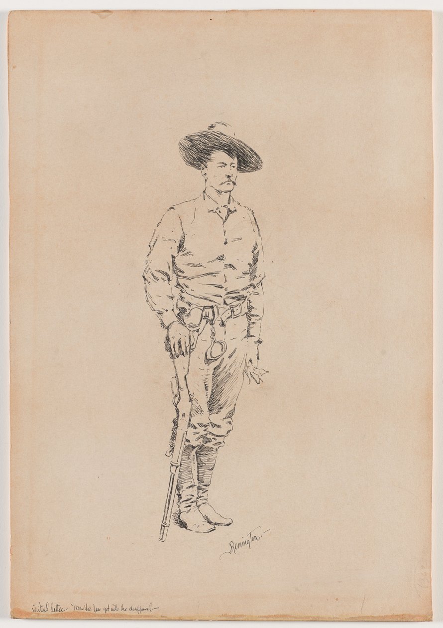 Szkic teksańskiego strażnika do „Jak prawo” Dostałem się do Chaparral" autorstwa Frederic Remington