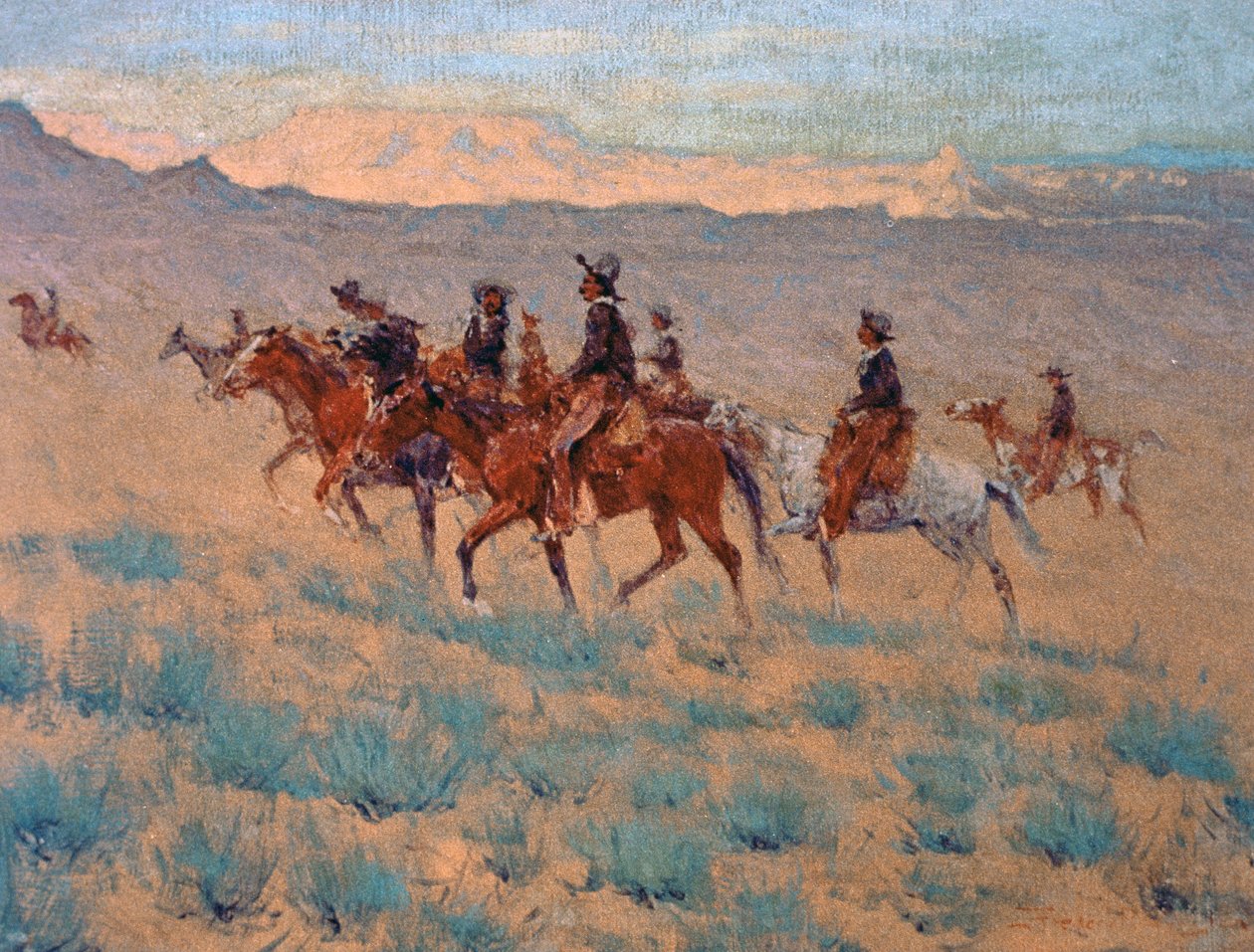 Cowpunchers (akwarela na papierze) autorstwa Frederic Remington