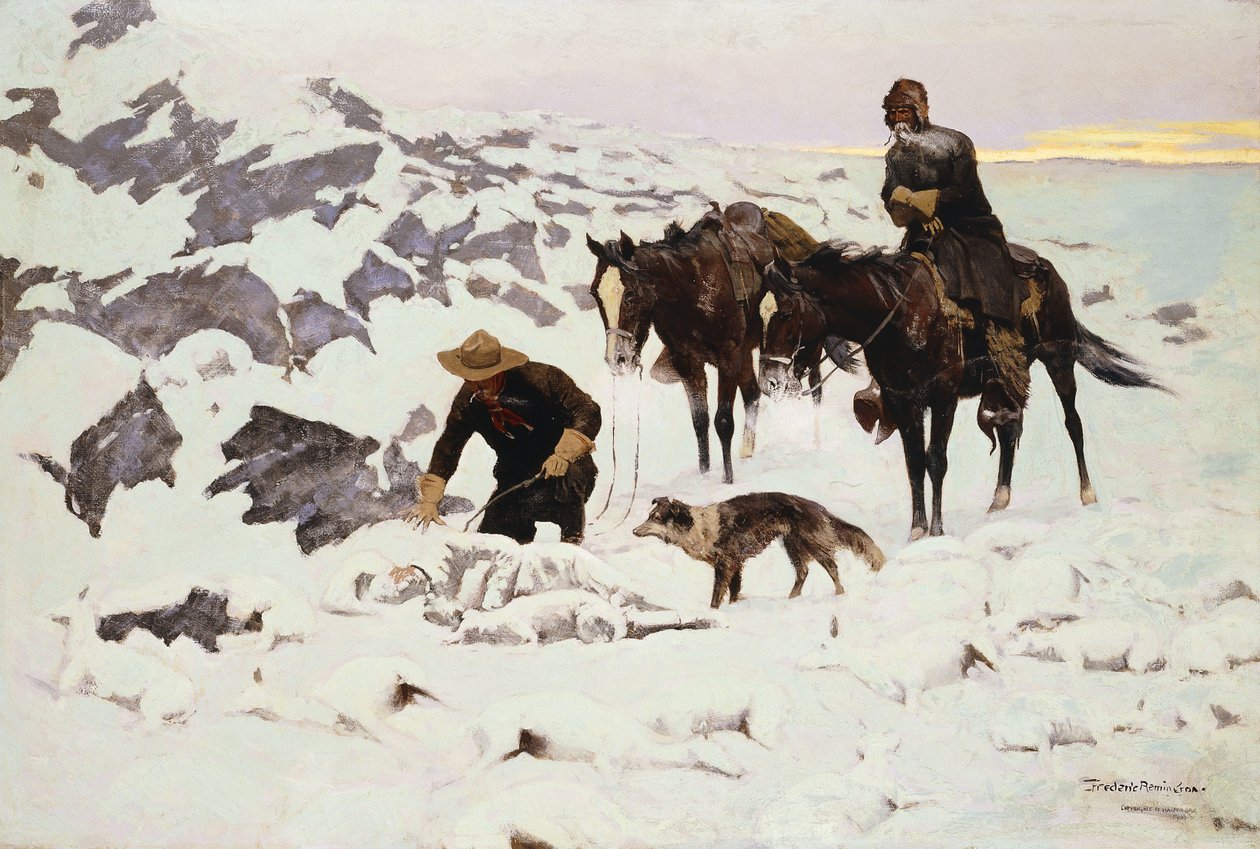 Zamarznięty pasterz, 1900 autorstwa Frederic Remington