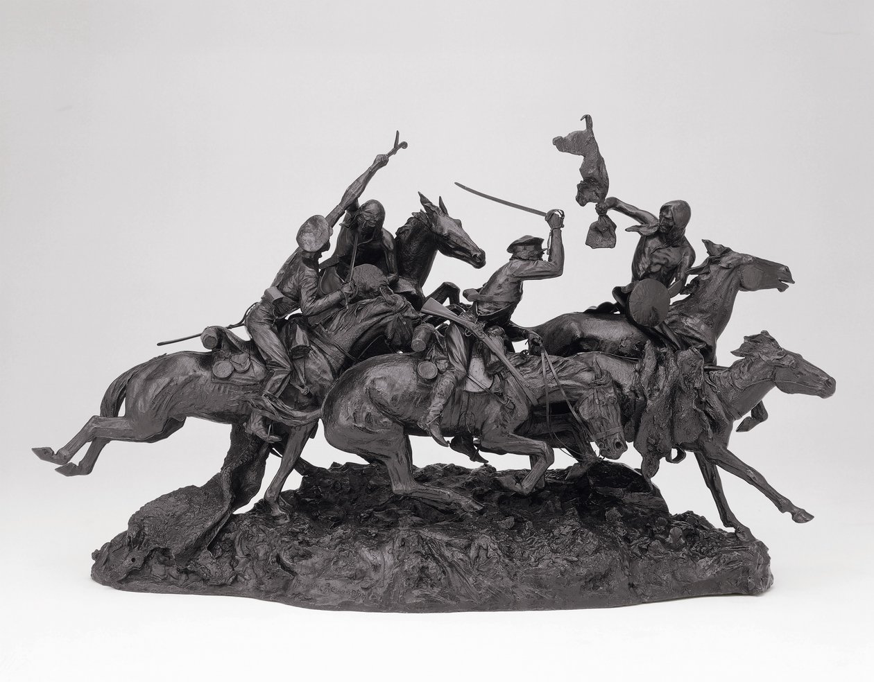 Stare Dragoni z 1850 r., model 1905, odlew 1905-09 (brąz z czarną patyną) autorstwa Frederic Remington