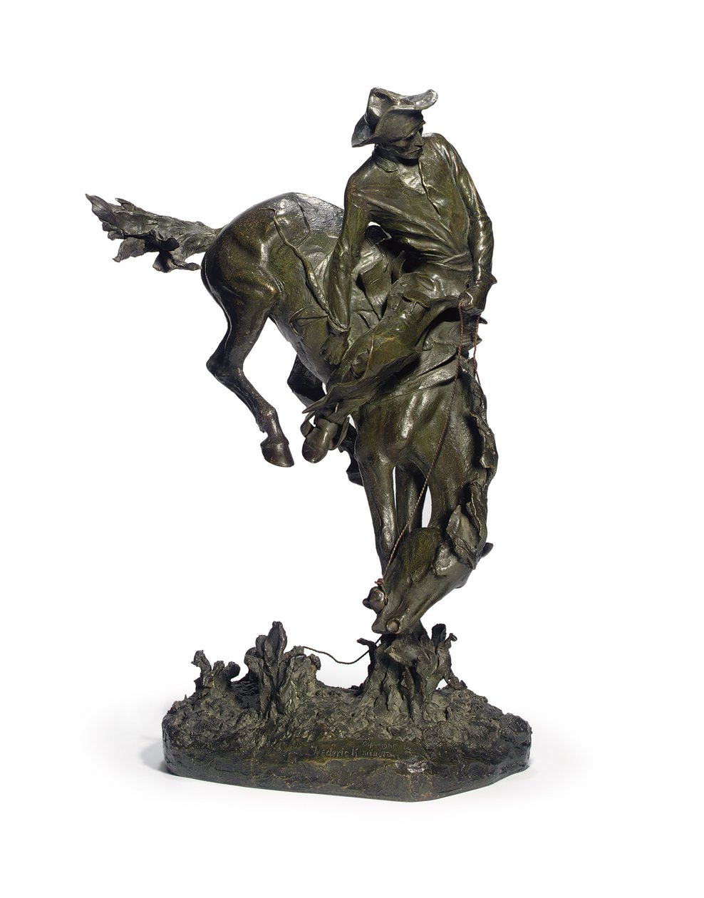 The Outlaw (brąz z brązowo-zieloną patyną) autorstwa Frederic Remington