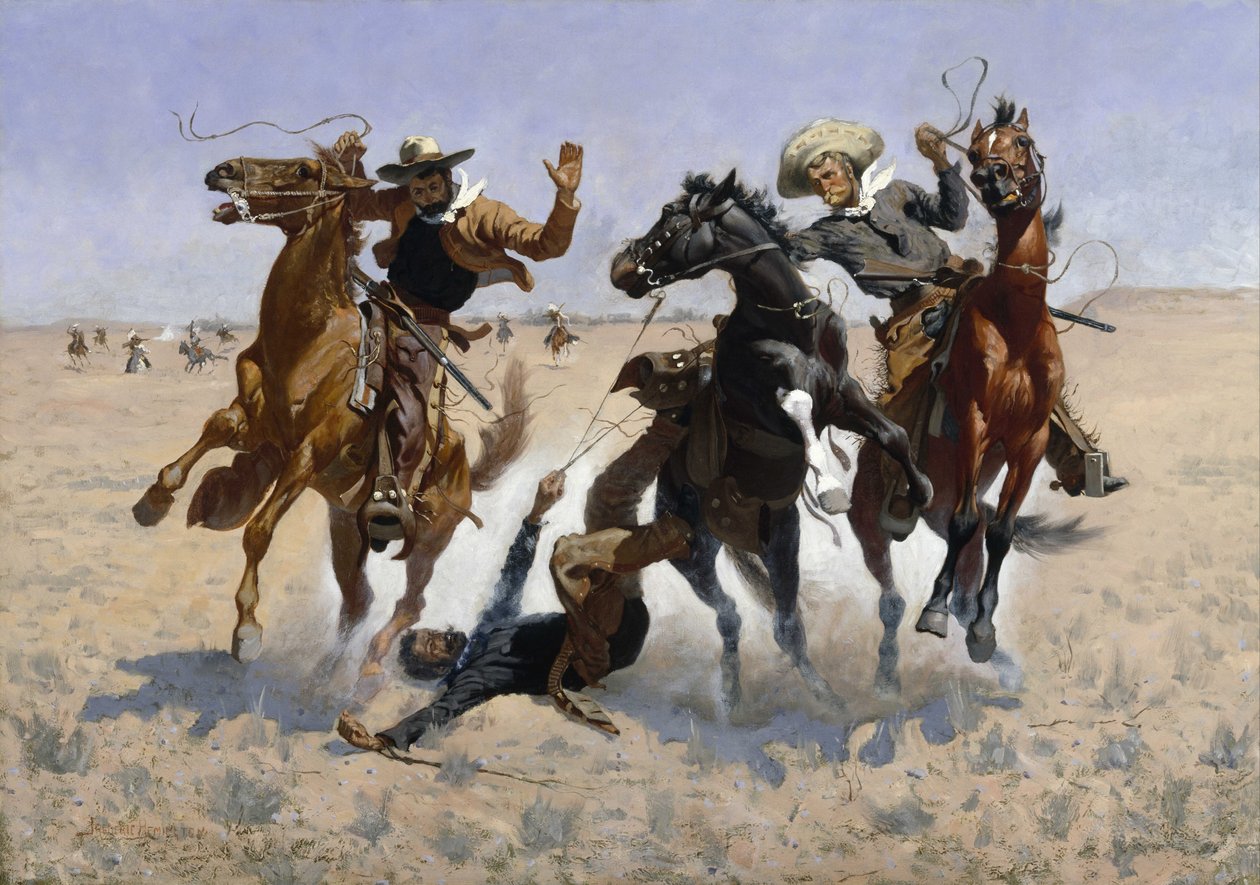 Wspomaganie towarzysza, 1890 autorstwa Frederic Sackrider Remington
