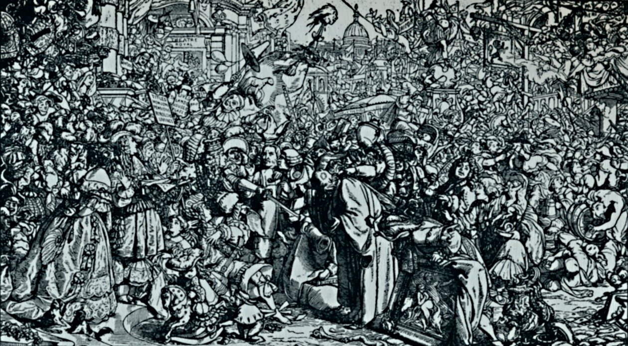 Targowisko próżności. Z The Pilgrims Progress Bunyan, ok. 1861, 1923 autorstwa Frederic Shields