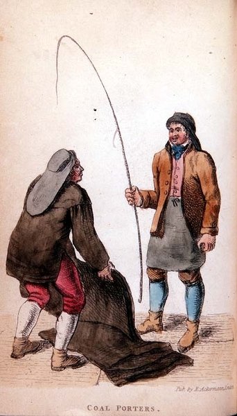 Tragarze Węglowi ze Świata Ackermannów w Miniaturze, XIX w. (kolorowa lito) autorstwa Frederic Shoberl