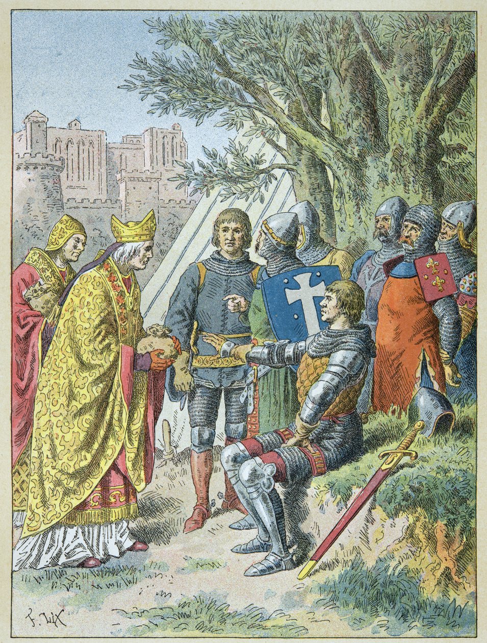 Bertrand Du Guesclin otrzymał urazę, że chciał zatrzymać Awinionę autorstwa Frederic Theodore Lix