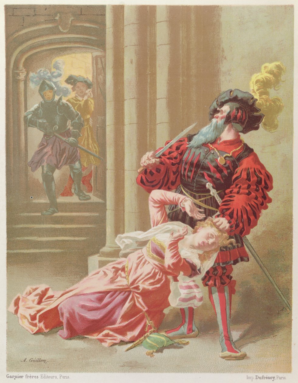 Sinobrody usiłujący zabić swoją ostatnią żonę, Fatimę, ilustracja z 