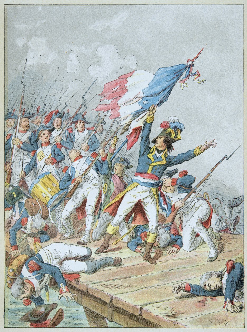 Bonaparte przekraczający most d Arcole w listopadzie 1796 r. autorstwa Frederic Theodore Lix