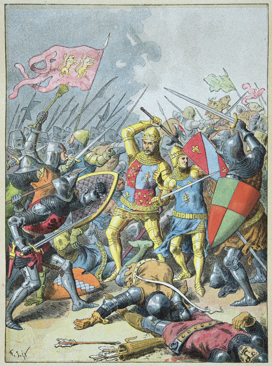 Jan II Dobry i jego syn Filip Śmiały okrążają Anglików w bitwie pod Poitiers, 19 września autorstwa Frederic Theodore Lix