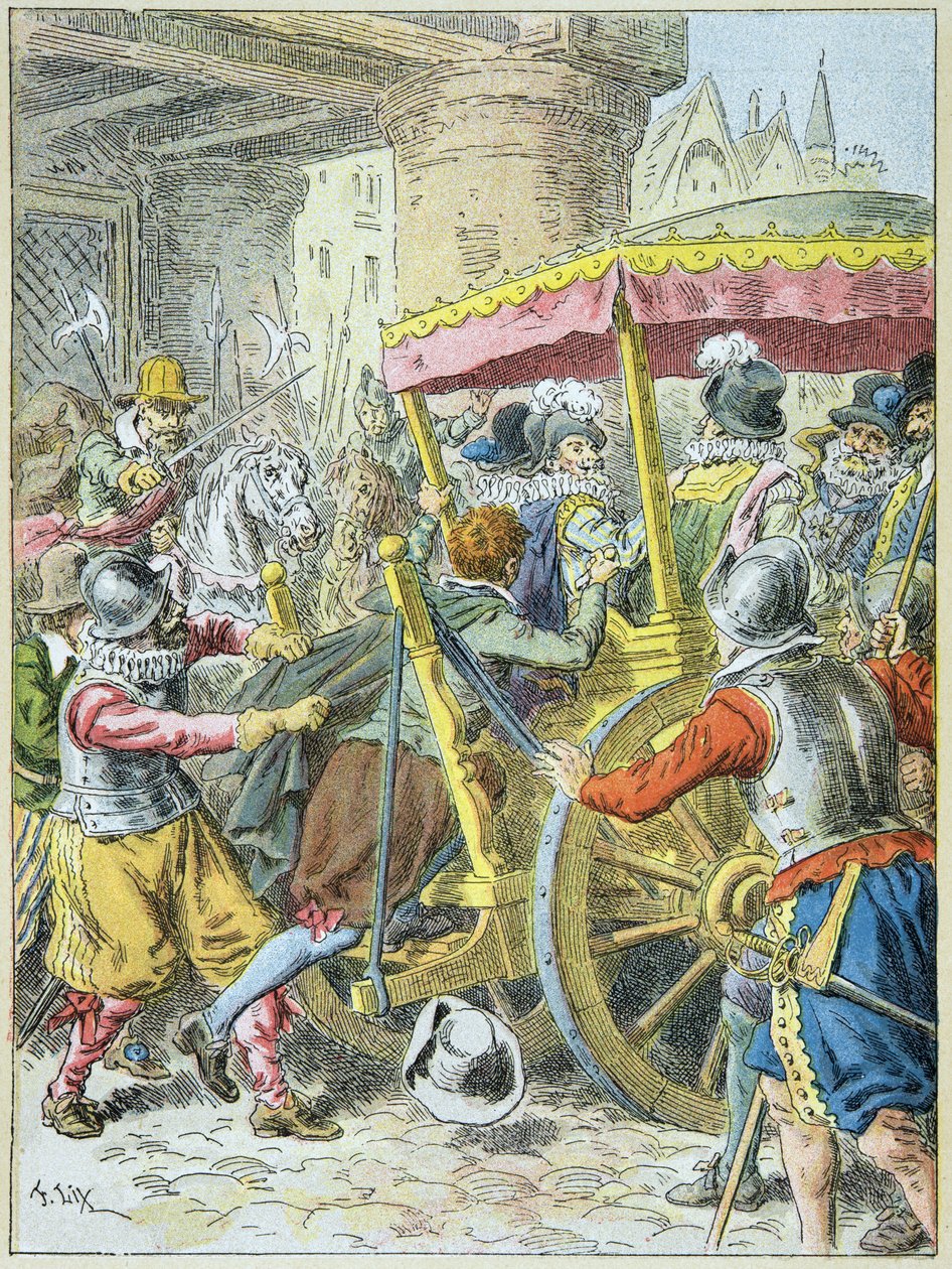 Morderstwo króla Henryka IV przez Franoisa Ravaillaca w Rue de la Ferronnerie Paryż, 14 maja autorstwa Frederic Theodore Lix