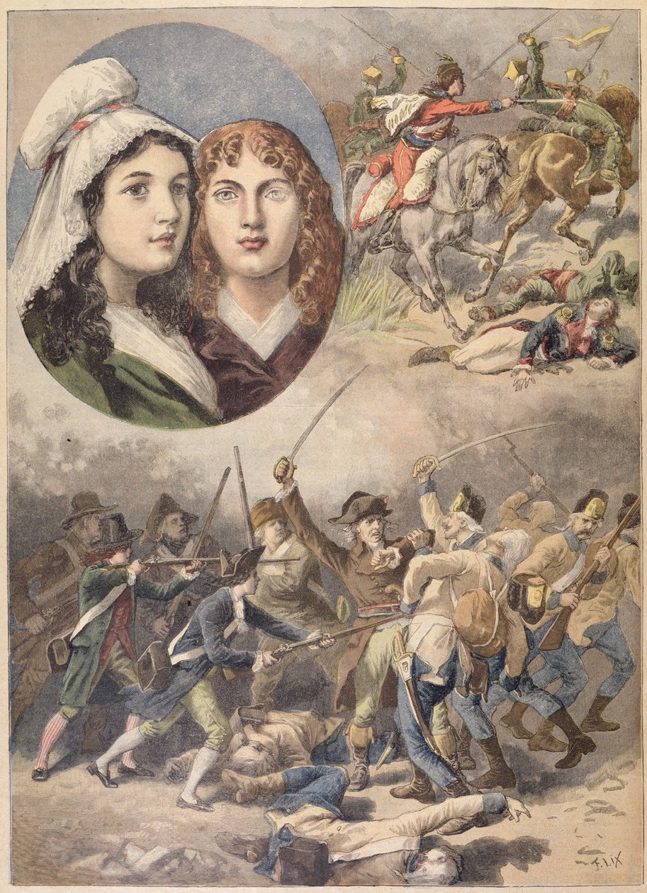 Francuskie bohaterki, Felicite i Theophile de Fernig w 1792 roku, z "Le Petit Journal", 27 sierpnia 1894 roku autorstwa Frederic Theodore Lix
