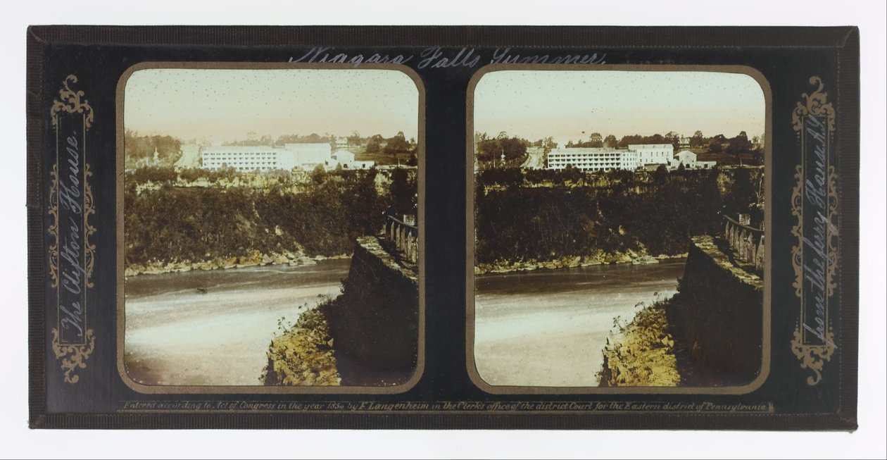 Letni wodospad Niagara, Clifton House z Ferry House A.Y autorstwa Frederic and William Langenheim