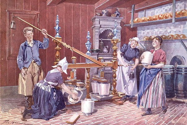 Produkcja sera w Holandii, ok. 1900 (kolor lito) autorstwa Frederic de Haenen