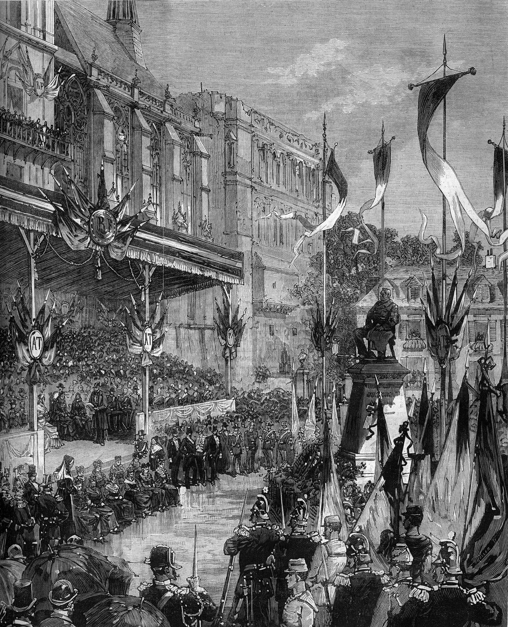 Inauguracja pomnika Adolphe Thiers (1797-1877) na Place Thiers de Saint Germain en Laye (Saint-Germain-en-Laye), 19 września autorstwa Frederic de Haenen