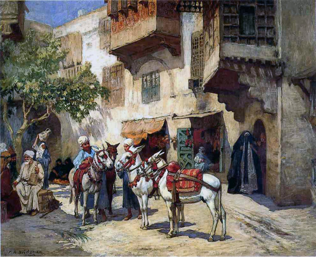 Orientalna Ulica z Osiołami autorstwa Frederick Arthur Bridgman