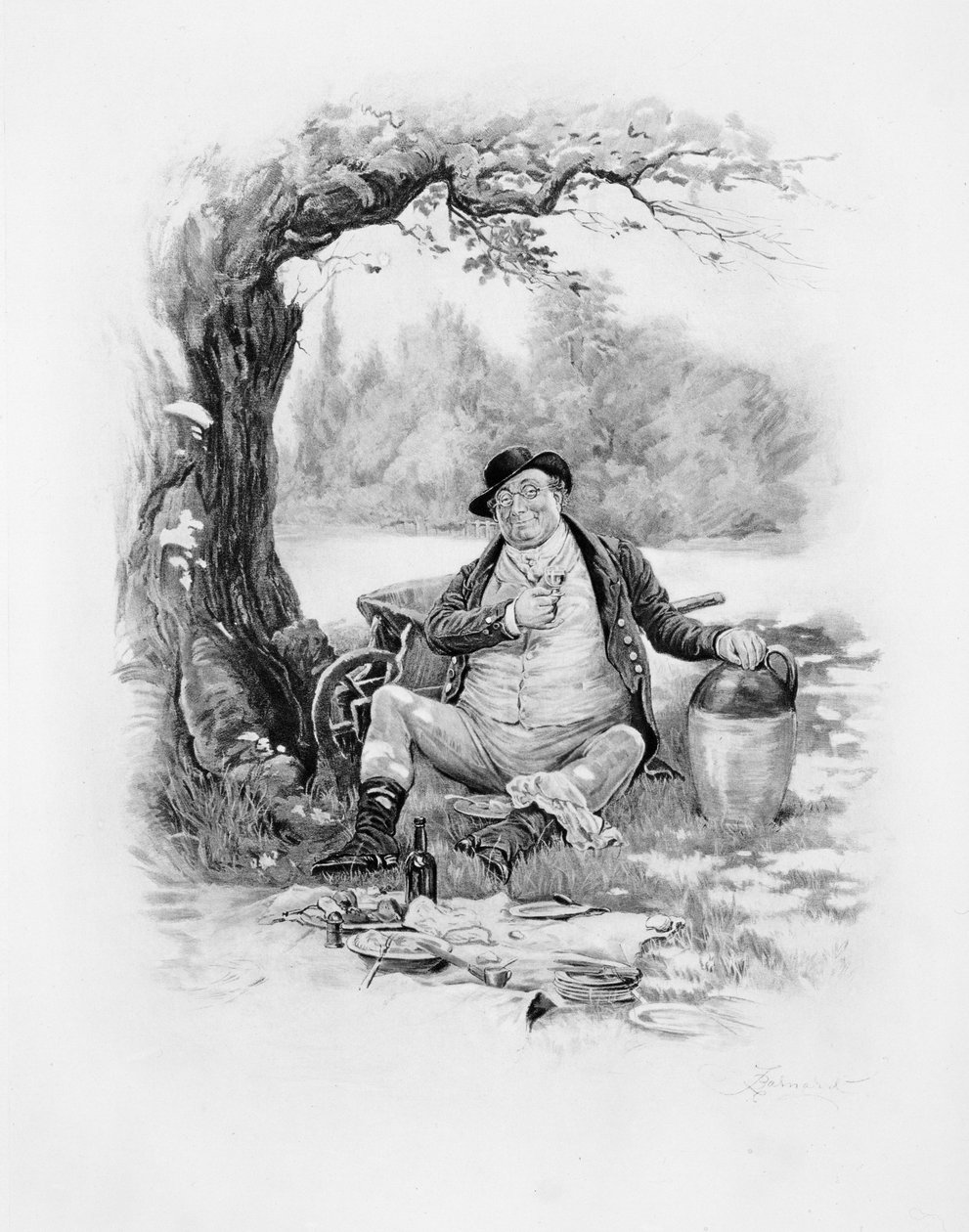 Mr Pickwick, z książki „Charles Dickens: A Gossip about his Life”, autorstwa Thomasa Archera, opublikowanej ok. 1894 r. autorstwa Frederick Barnard