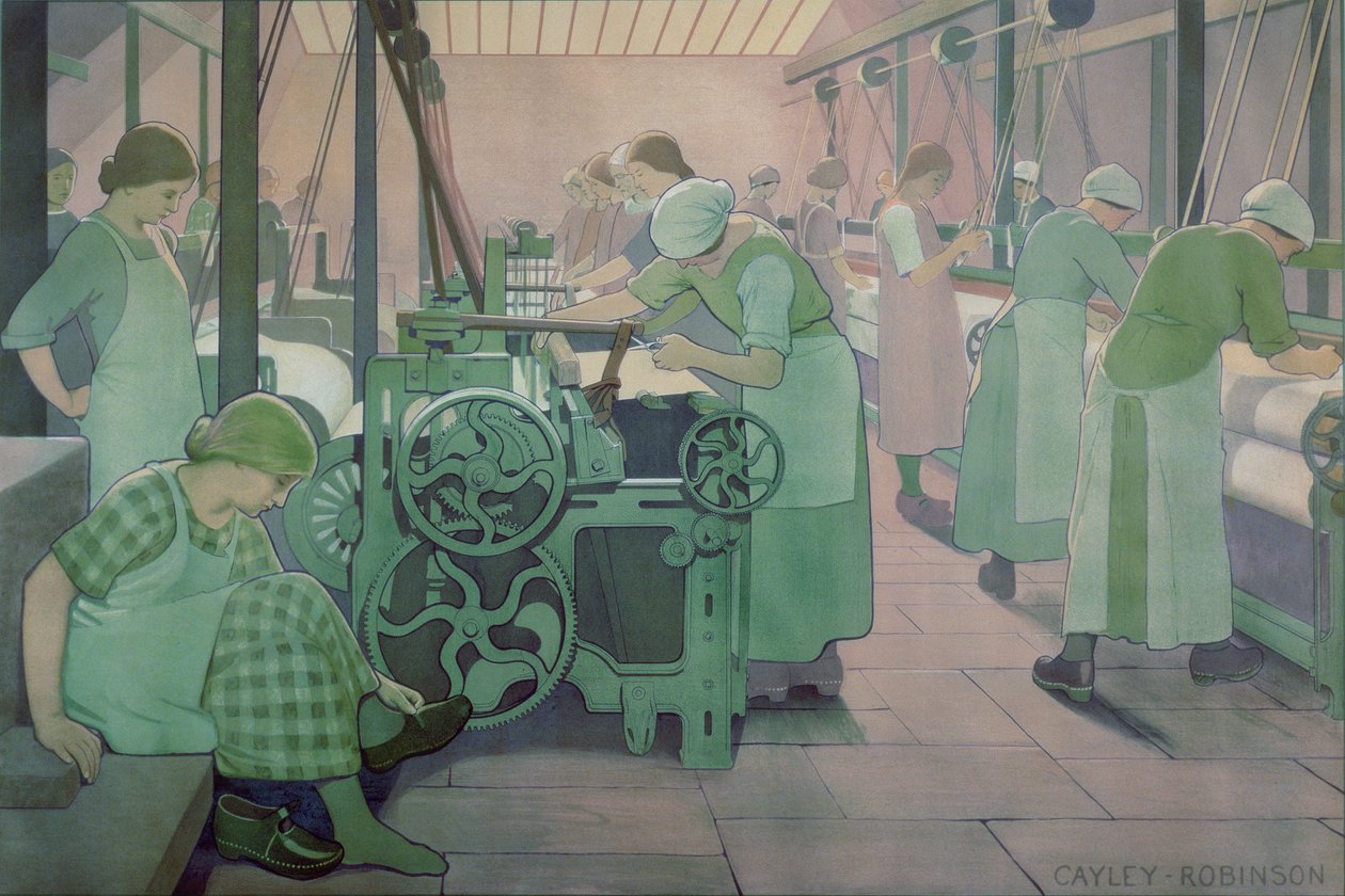 British Industries - bawełna, ok. 19234 (plakat LMS) autorstwa Frederick Cayley Robinson