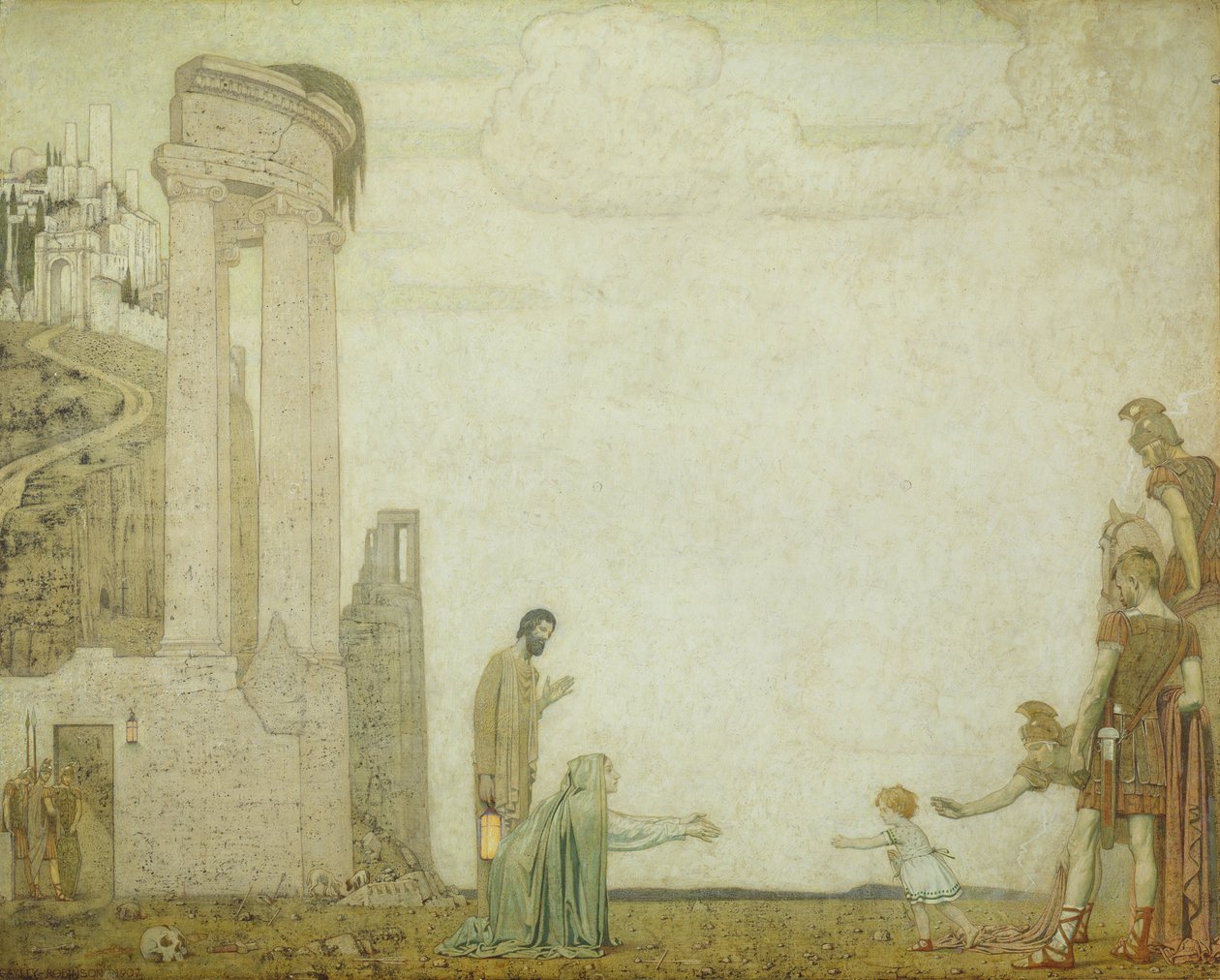 Świt - znalezione małe dziecko, 1907 autorstwa Frederick Cayley Robinson