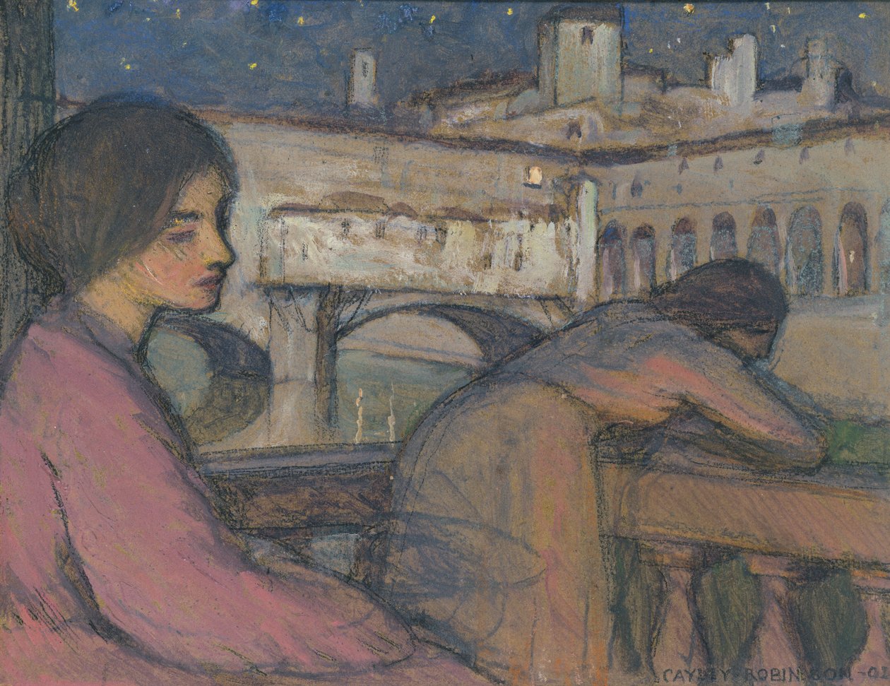 Sen nad Arno, 1902 (ołówek, pastel i gwasz na płycie) autorstwa Frederick Cayley Robinson