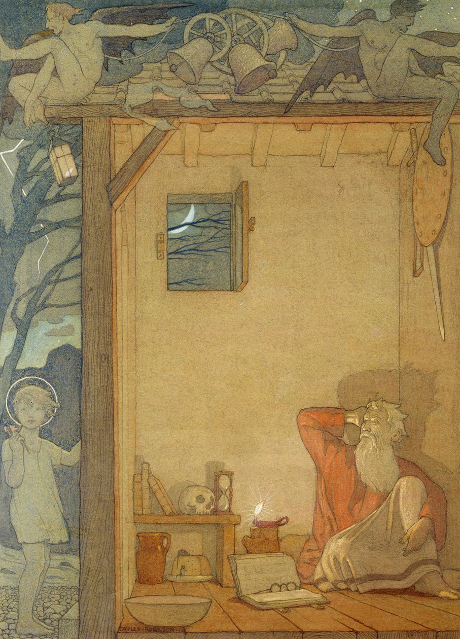 Św. Krzysztof z Dzieciątkiem, 1918 autorstwa Frederick Cayley Robinson