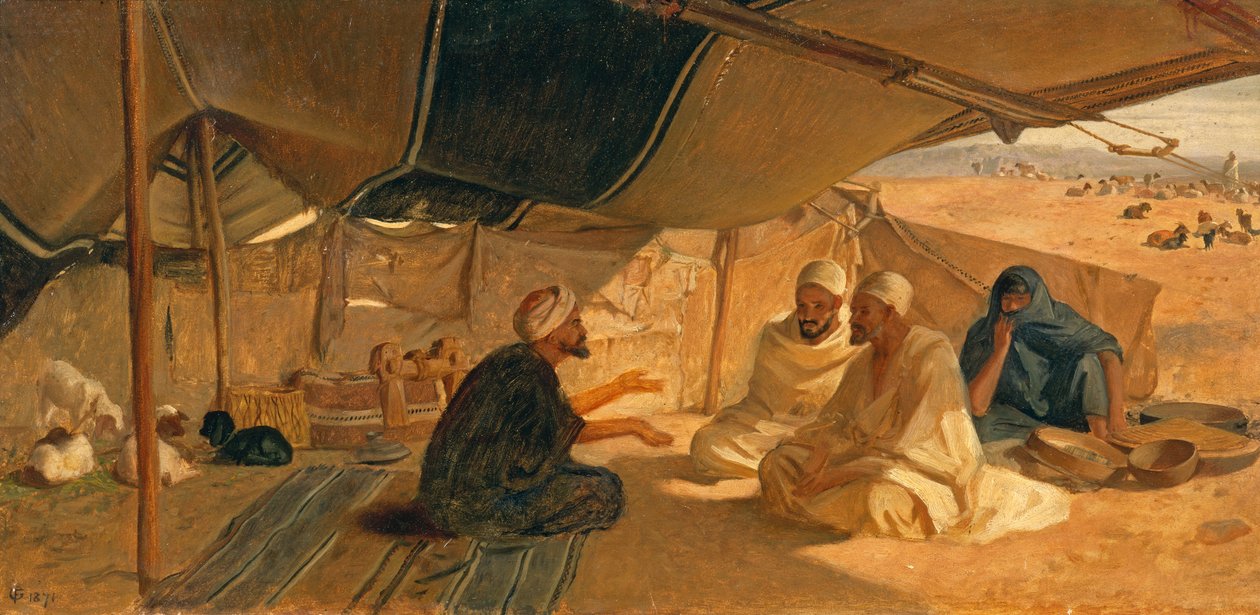 Arabowie na pustyni, 1871 autorstwa Frederick Goodall