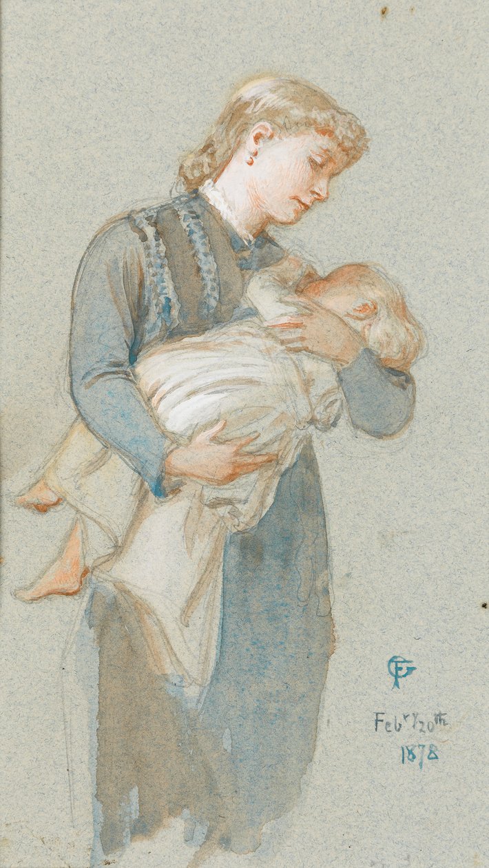 Fryderyka i jej Matka, 1878 (wc na papierze) autorstwa Frederick Goodall