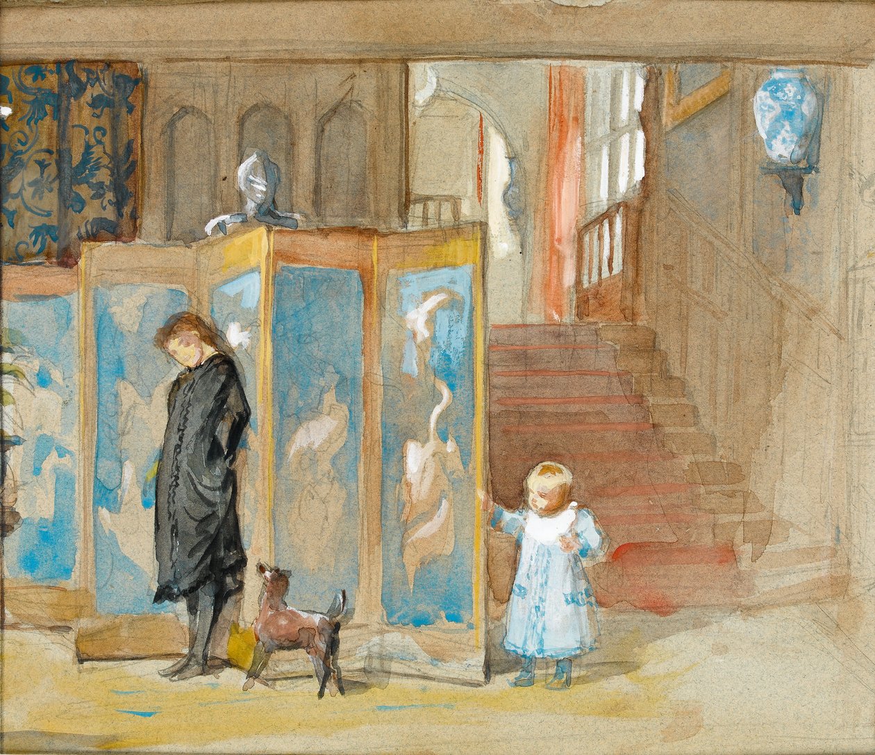 Studium do portretu Fryderyki z ekranem, ok. 1878 (wc na papierze) autorstwa Frederick Goodall