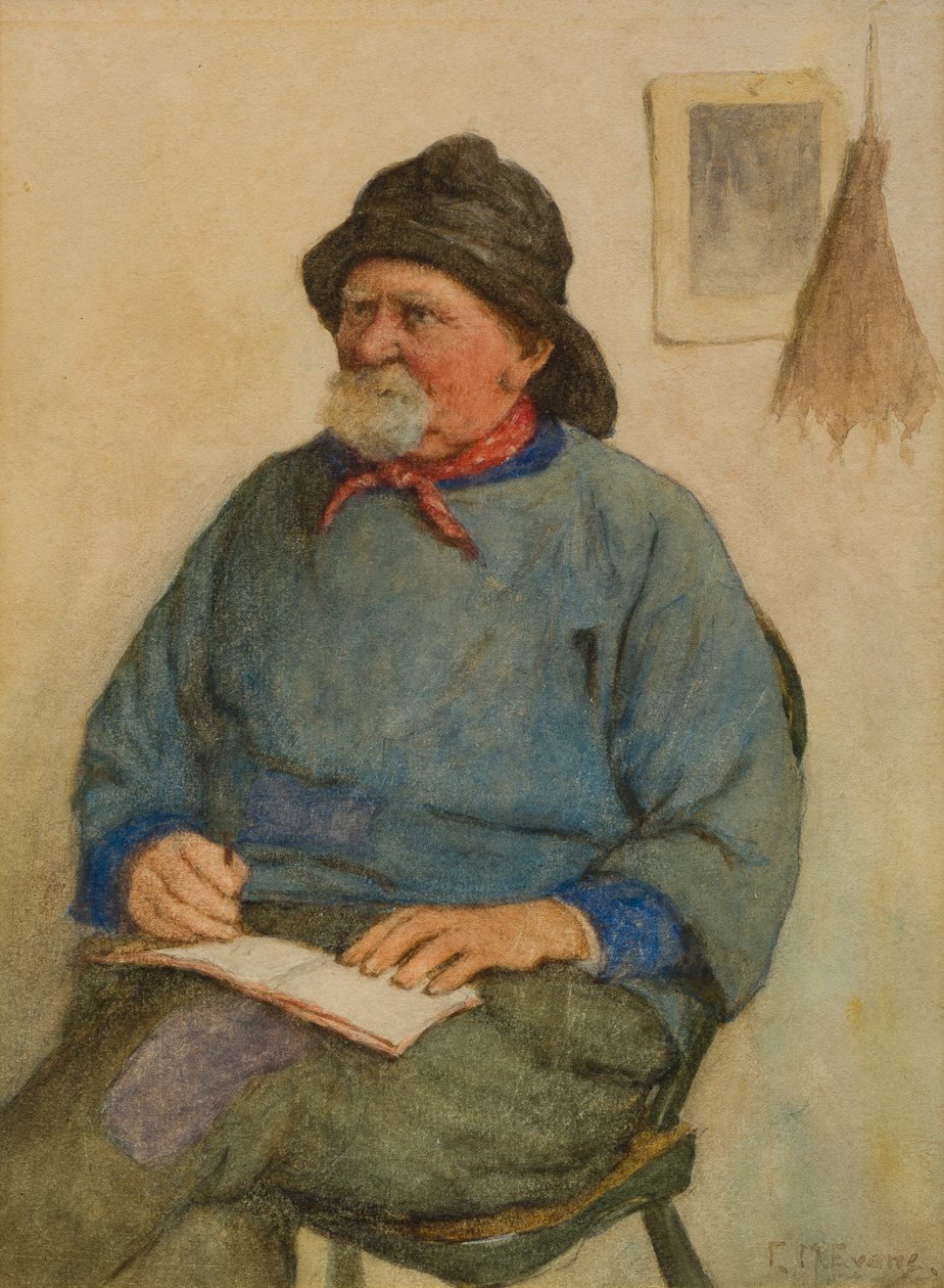 Rybak z notatnikiem (wc na papierze) autorstwa Frederick James McNamara Evans
