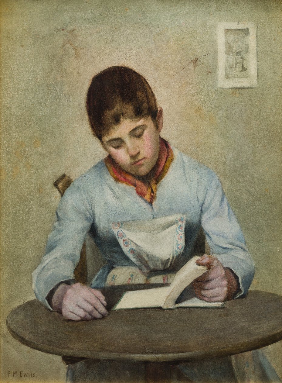 Mergina Sėdi Skaitanti (wc ant popieriaus)poli autorstwa Frederick James McNamara Evans