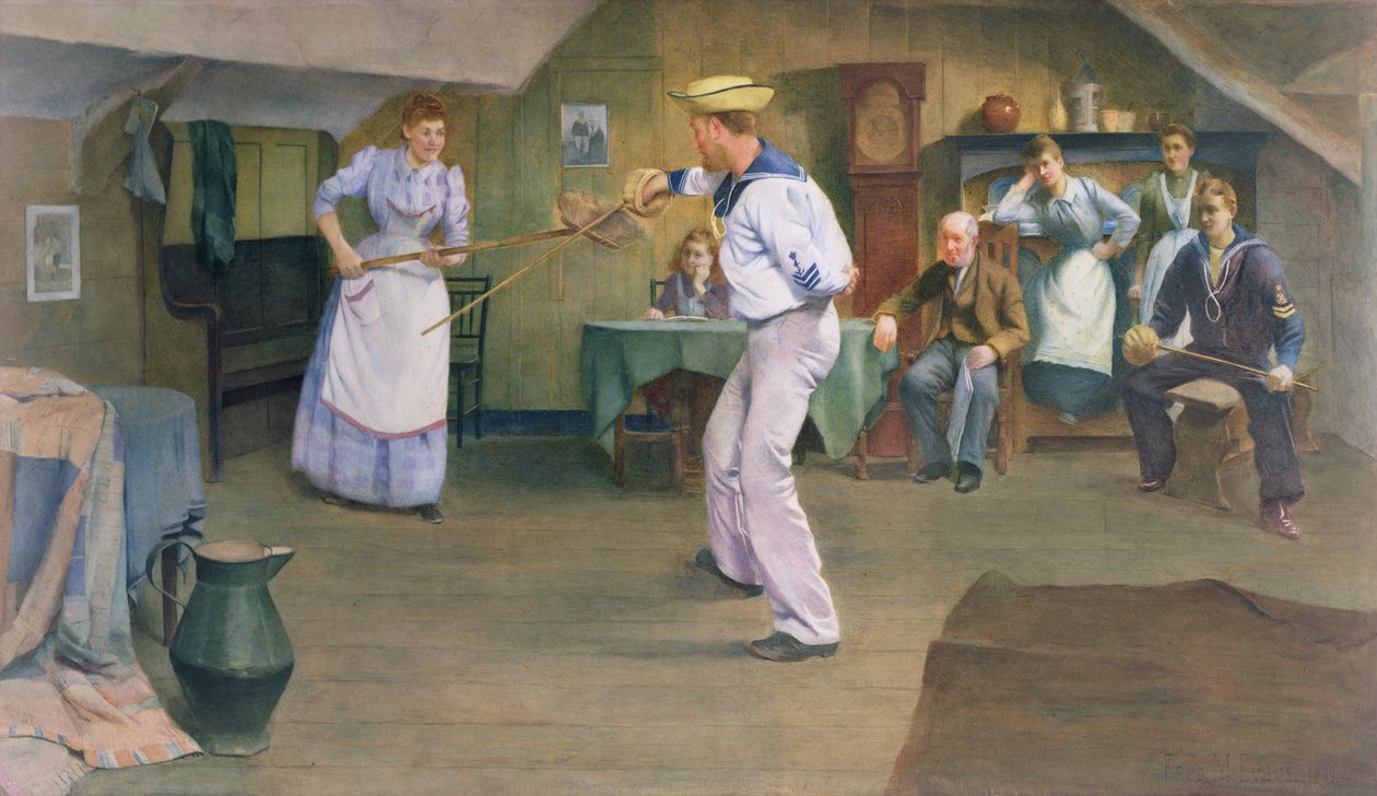 Lekcja szermierki, 1893 autorstwa Frederick James McNamara Evans