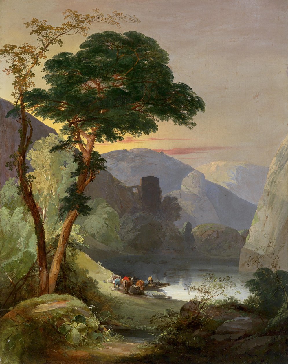 Górskie jezioro we włoskich Alpach autorstwa Frederick Lee Bridell