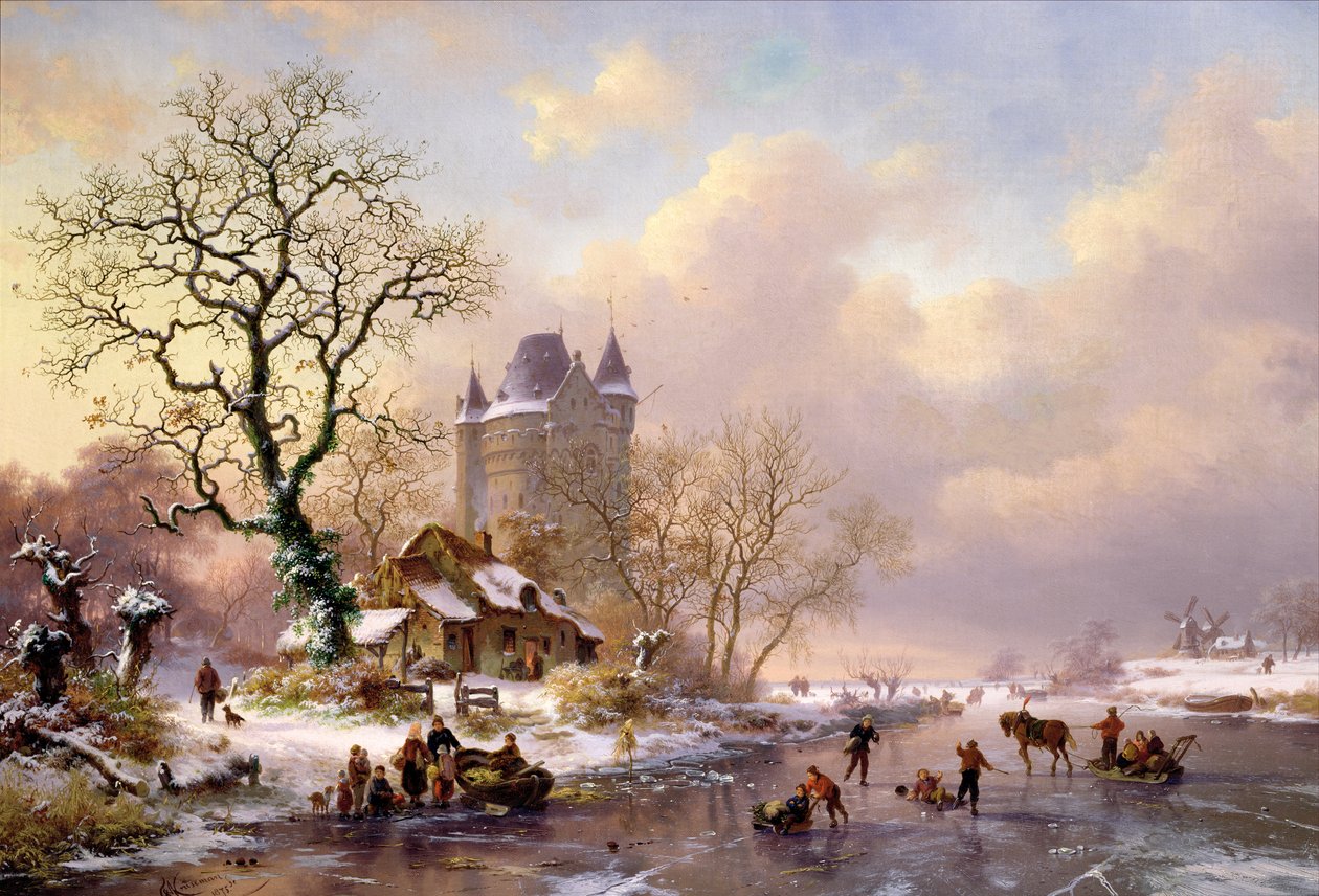 Zimowy pejzaż z zamkiem autorstwa Frederick Marianus Kruseman