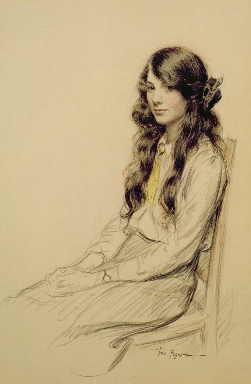 Portret młodej dziewczyny, ok. 1914 (kreda) autorstwa Frederick Pegram
