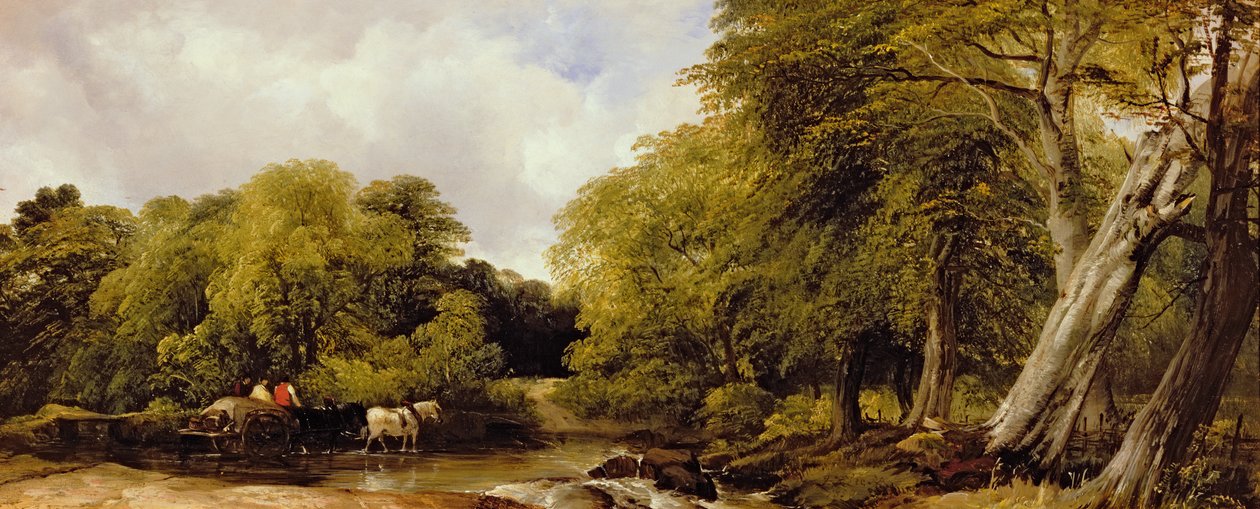 Leśna scena rzeczna, 1850 autorstwa Frederick Richard Lee