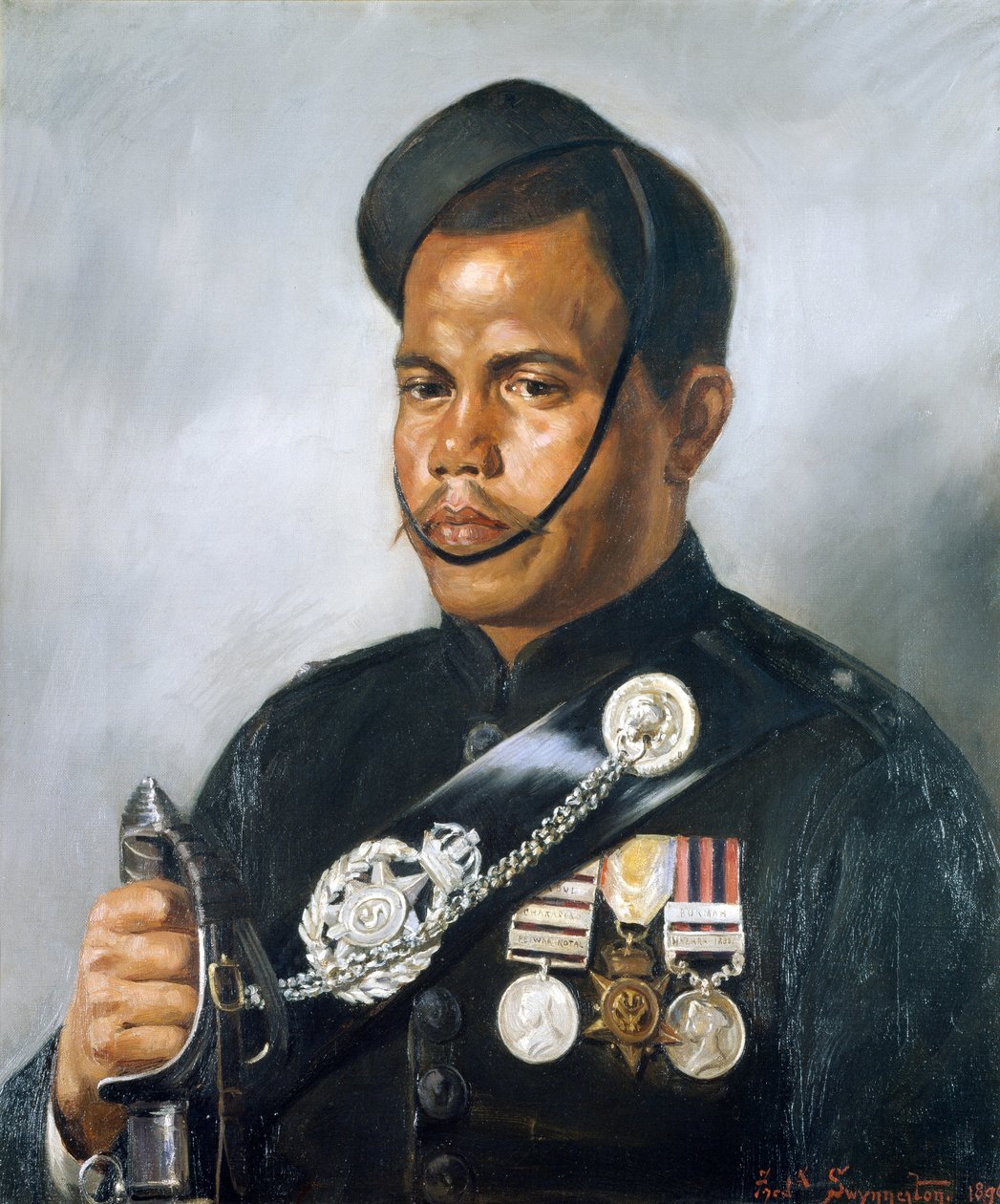 Jamadar Jangiye Thapa, 5. Pułk Gorkha, 1890 autorstwa Frederick Swynnerton