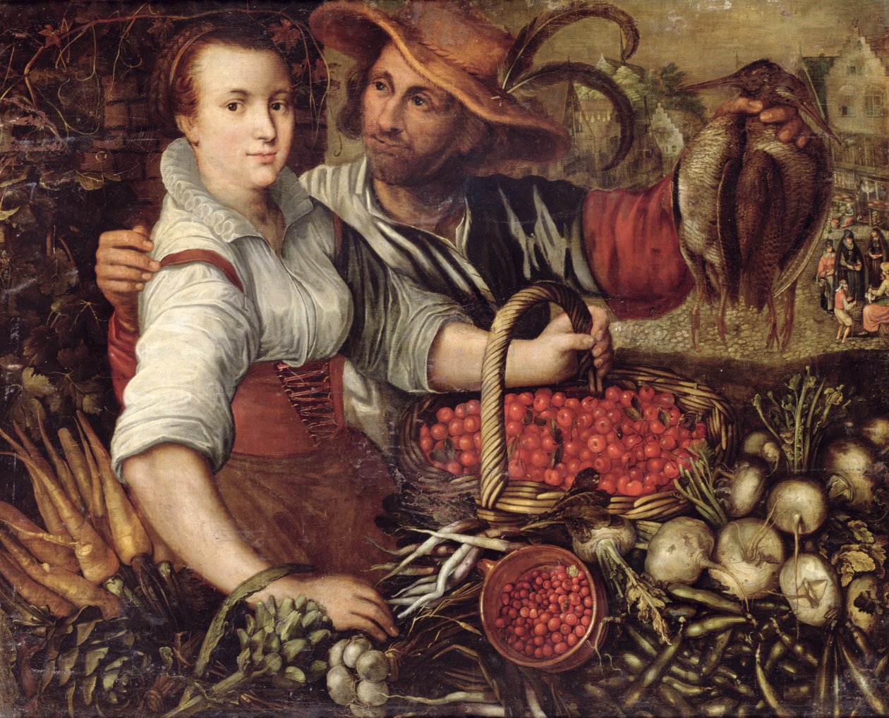 Scena targowa ze sprzedawcami owoców i warzyw autorstwa Frederick van Valkenborch