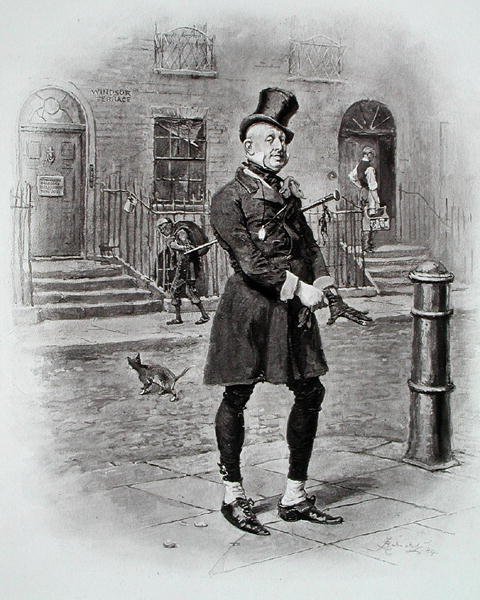 Pan Micawber, z „David Copperfield” Charlesa Dickensa napisany w latach 1849-50 autorstwa Frederick (after) Barnard