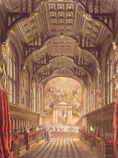 The Chapel of All Souls College, ilustracja z „Historii Oksfordu, ryt. Joseph Constantine Stadler (fl.1780-1812) wyd. przez R. Ackermanna autorstwa Frederick (after) Mackenzie