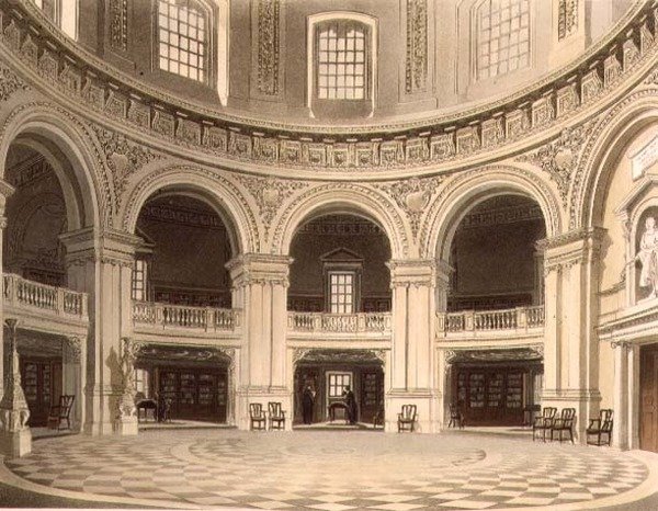 Kopuła w Radcliffe Library, ilustracja z „Historii Oksfordu”, ryt. J. Bluck (fl.1791-1831) wyd. przez R. Ackermanna autorstwa Frederick (after) Mackenzie
