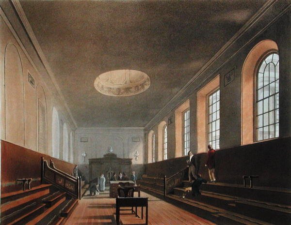 Sala szkolna św. Pawła, z „Historii szkoły św. Pawła” Ackermanna, część „Historii kolegiów”, sztychowana przez J. Blucka (fl.1791-1819) wydana w 1816 r. (akwatinta) autorstwa Frederick (after) Mackenzie